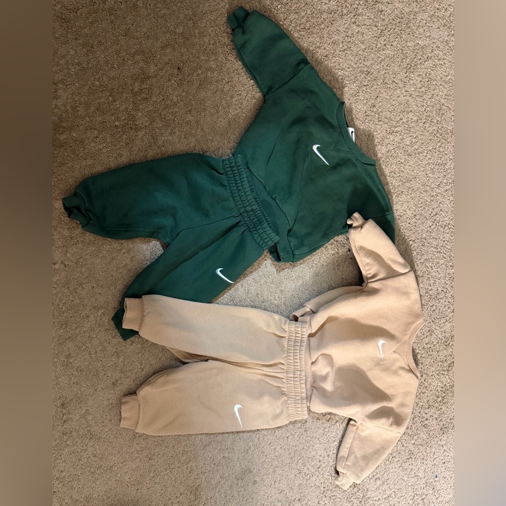 Nike Kids Green and Beige Jogger Set